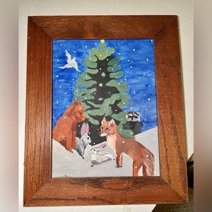 Handmade artisan acrylic painting with nice wood frame